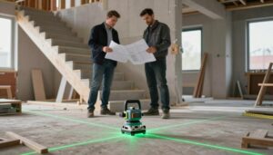 Kreuzlinienlaser beim Treppenbau einsetzen