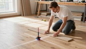 Kreuzlinienlaser beim Verlegen von Laminat zur Ausrichtung nutzen