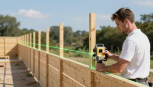 Kreuzlinienlaser beim Zaunbau für exakte Ausrichtung nutzen