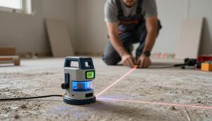Selbstnivellierender Kreuzlinienlaser für präzises Arbeiten auf unebenen Böden